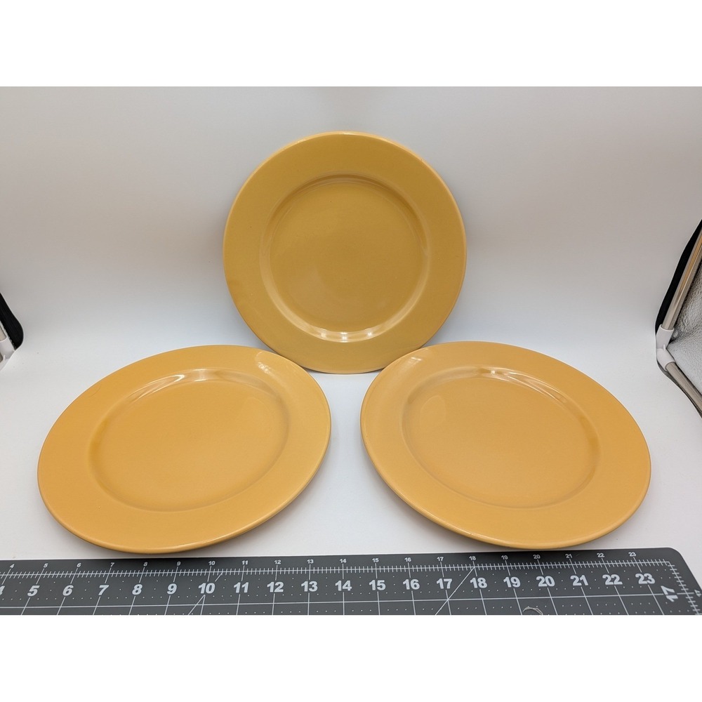 Pier 1 Ironstone Bohemian Yellow Dinner Plate 10.25 Inch Lot of 3